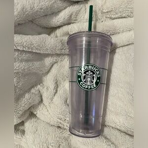 Starbucks 2011 Venti 20oz. Clear Plastic Double Walled Cold Cup Tumbler